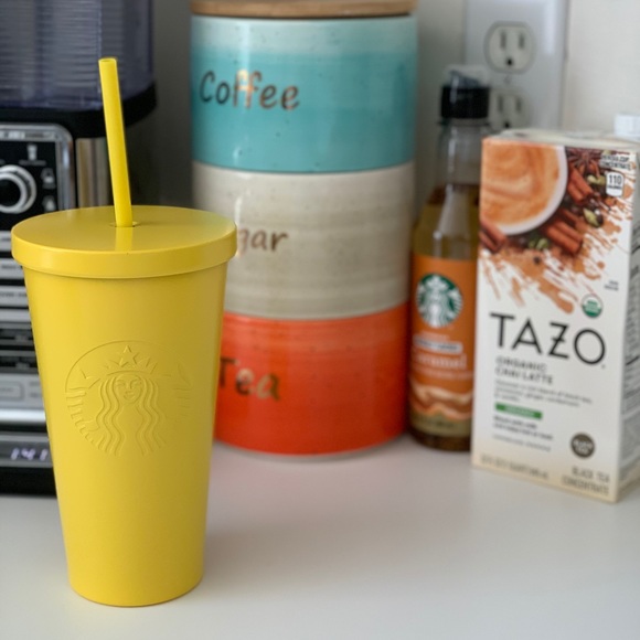 Starbucks Other - ⭐️Starbucks • Yellow Metal Cold Cup Tumbler • Rare